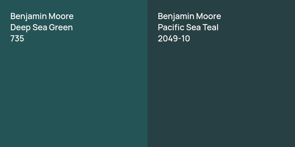 Benjamin Moore Deep Sea Green vs. Benjamin Moore Pacific Sea Teal