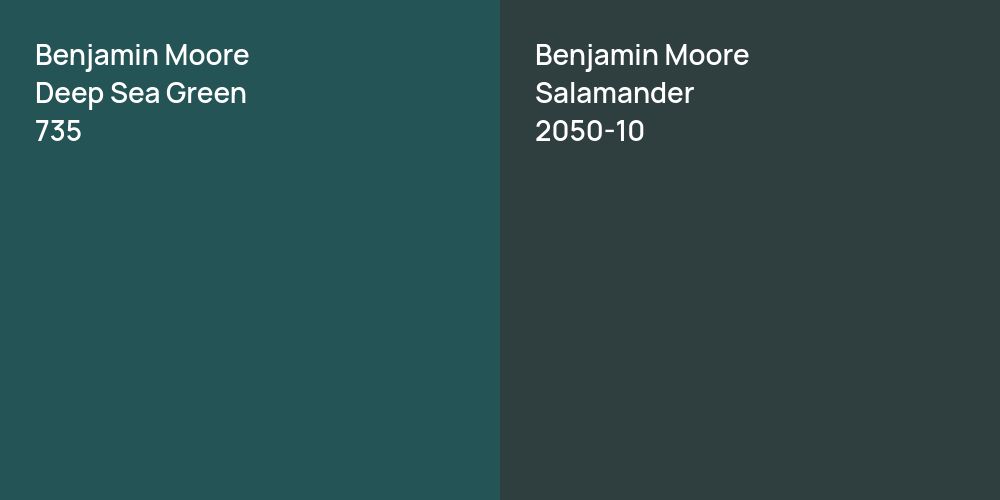 Benjamin Moore Deep Sea Green vs. Benjamin Moore Salamander