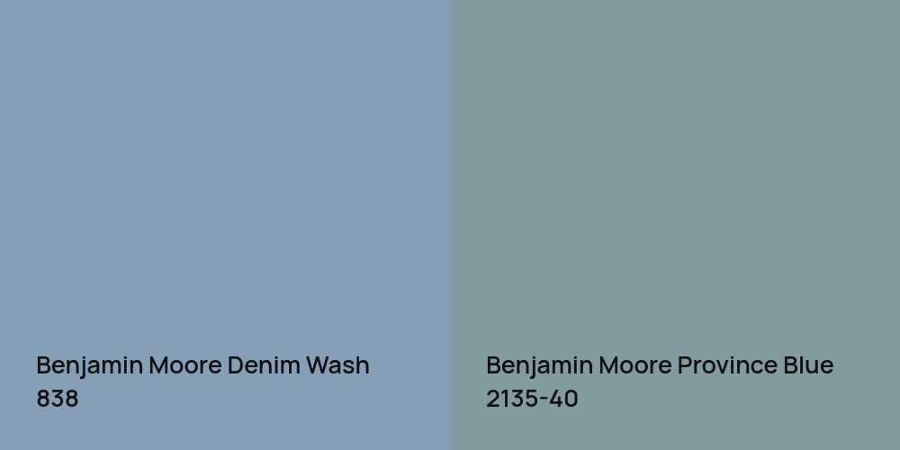 Benjamin Moore Denim Wash vs. Benjamin Moore Province Blue