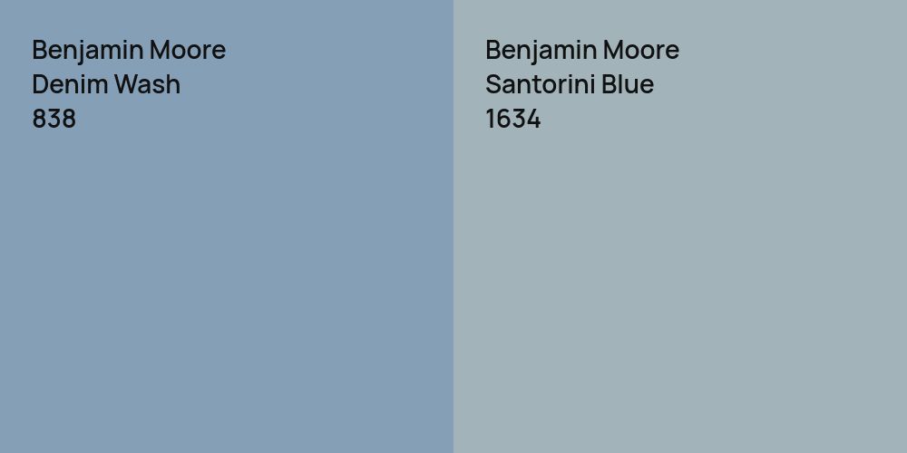 Benjamin Moore Denim Wash vs. Benjamin Moore Santorini Blue