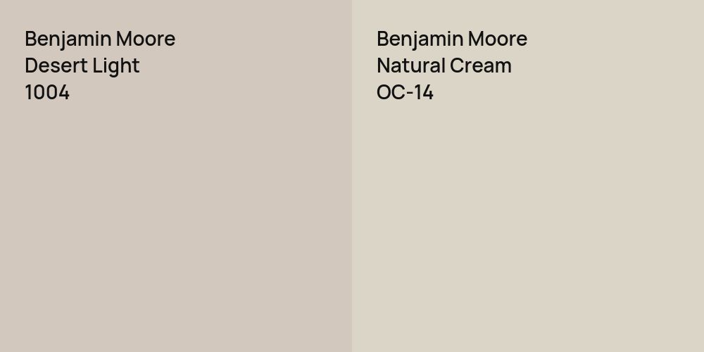 Benjamin Moore Desert Light vs. Benjamin Moore Natural Cream