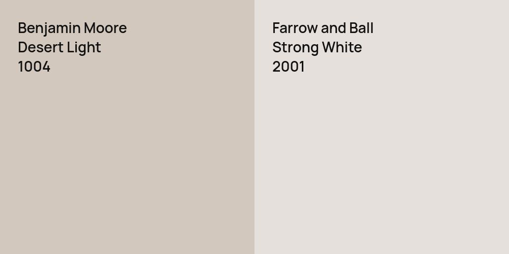 Benjamin Moore Desert Light vs. Farrow and Ball Strong White