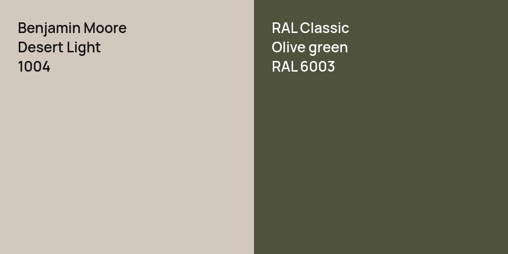 Benjamin Moore Desert Light vs. RAL Classic  Olive green