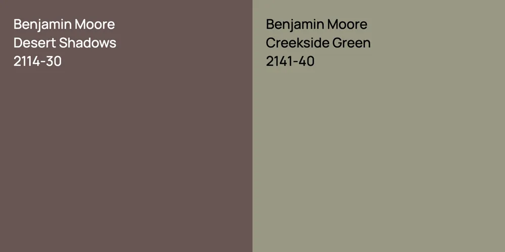 Benjamin Moore Desert Shadows vs. Benjamin Moore Creekside Green