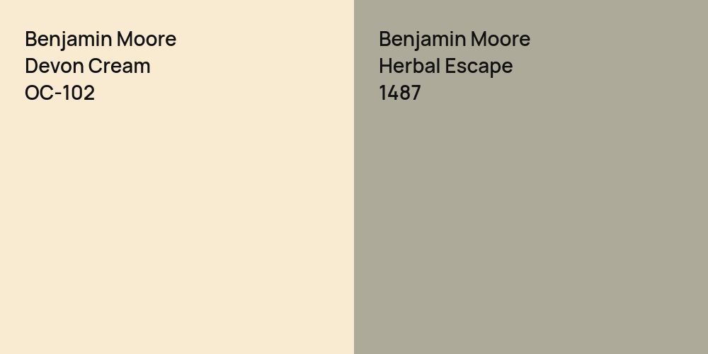 Benjamin Moore Devon Cream vs. Benjamin Moore Herbal Escape