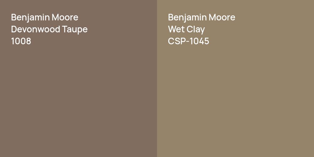 Benjamin Moore Devonwood Taupe vs. Benjamin Moore Wet Clay