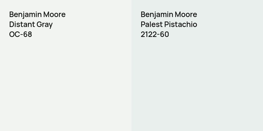 Benjamin Moore Distant Gray vs. Benjamin Moore Palest Pistachio