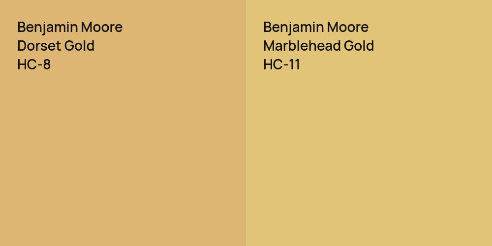 Benjamin Moore Dorset Gold vs. Benjamin Moore Marblehead Gold