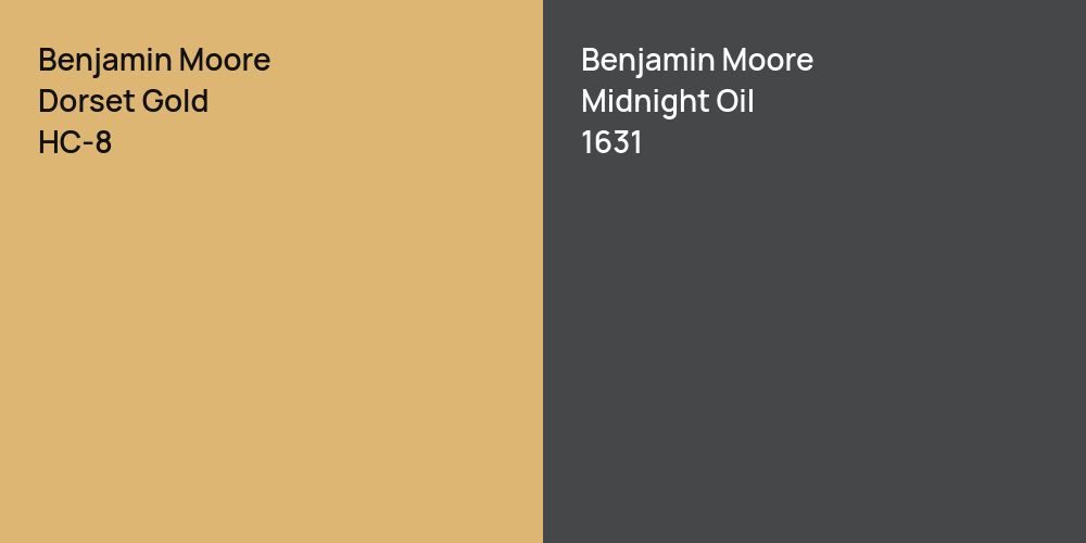 Benjamin Moore Dorset Gold vs. Benjamin Moore Midnight Oil