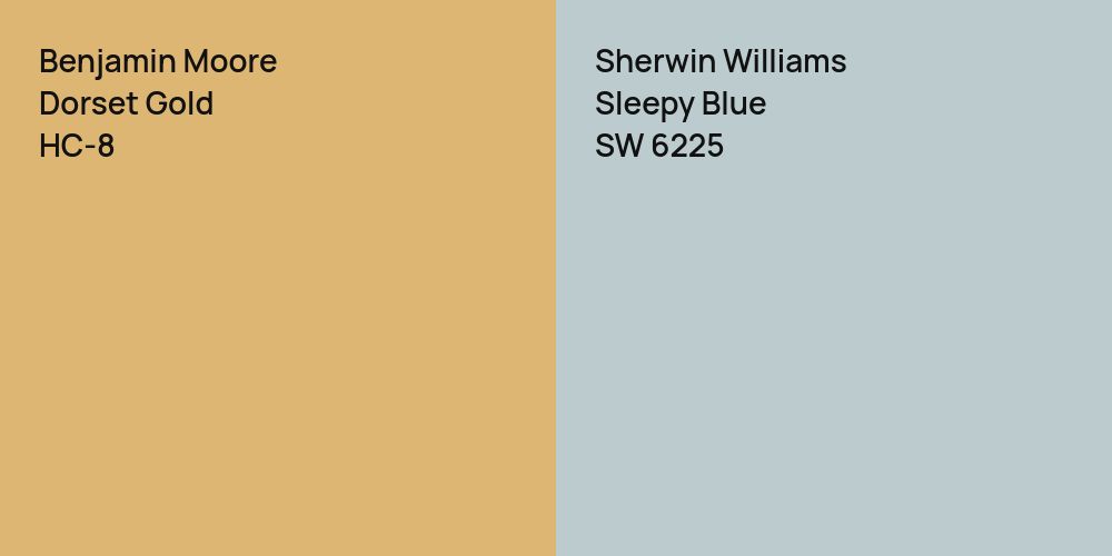 Benjamin Moore Dorset Gold vs. Sherwin Williams Sleepy Blue