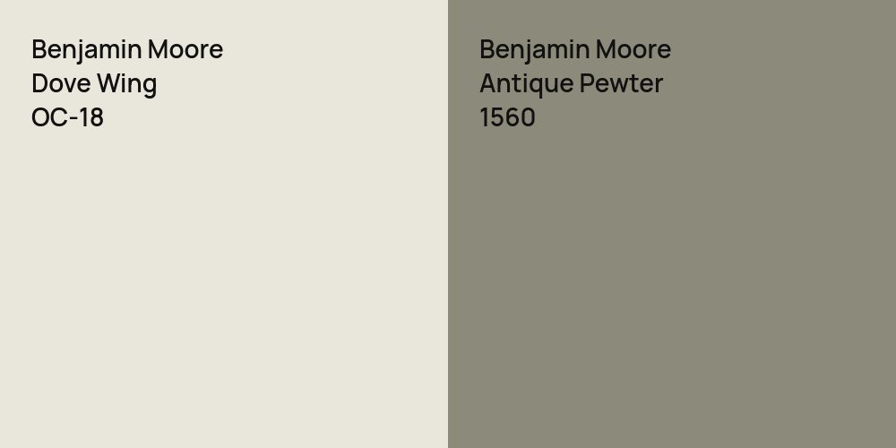 Benjamin Moore Dove Wing vs. Benjamin Moore Antique Pewter