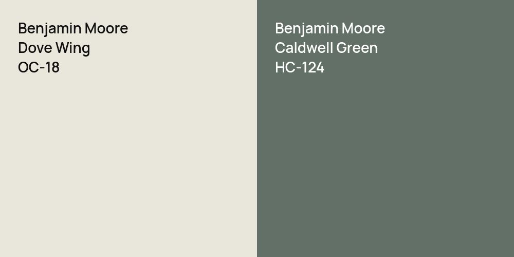 Benjamin Moore Dove Wing vs. Benjamin Moore Caldwell Green