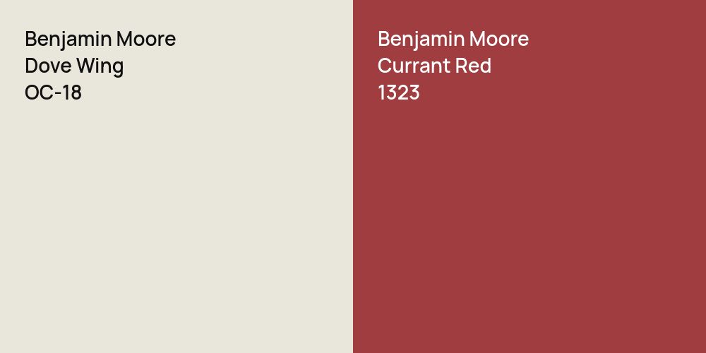 Benjamin Moore Dove Wing vs. Benjamin Moore Currant Red