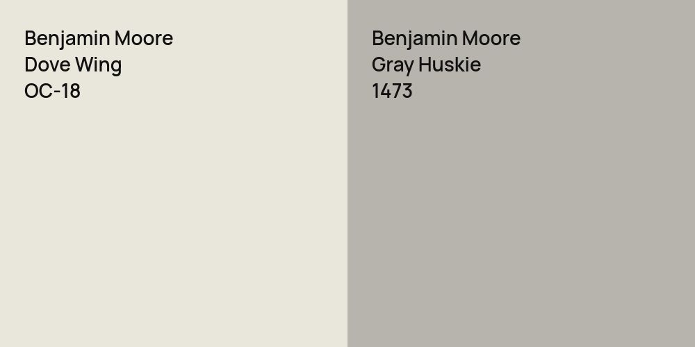 Benjamin Moore Dove Wing vs. Benjamin Moore Gray Huskie