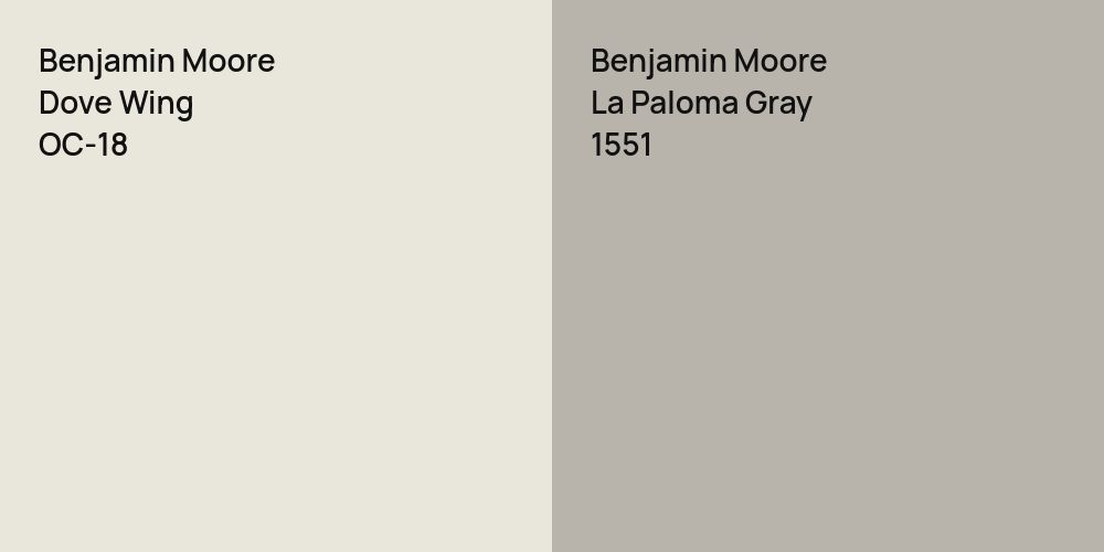 Benjamin Moore Dove Wing vs. Benjamin Moore La Paloma Gray