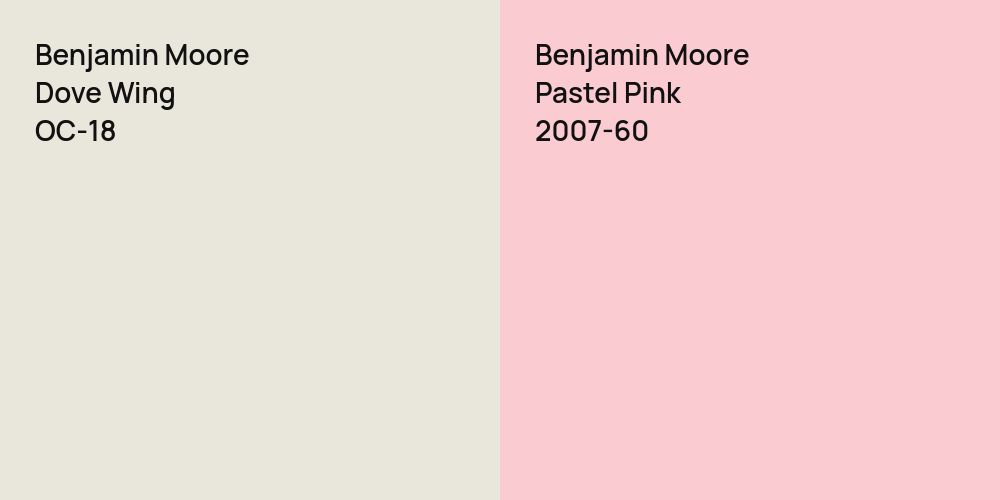 Benjamin Moore Dove Wing vs. Benjamin Moore Pastel Pink