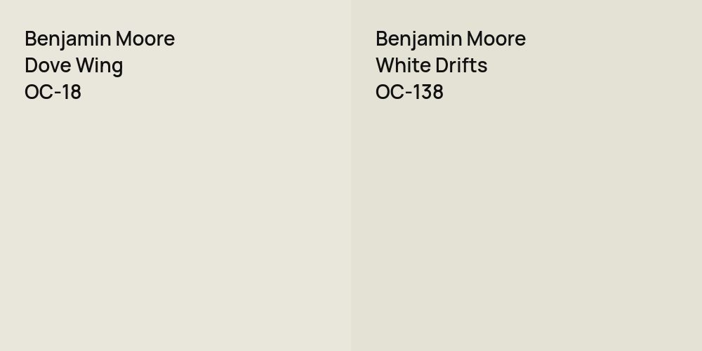 Benjamin Moore Dove Wing vs. Benjamin Moore White Drifts