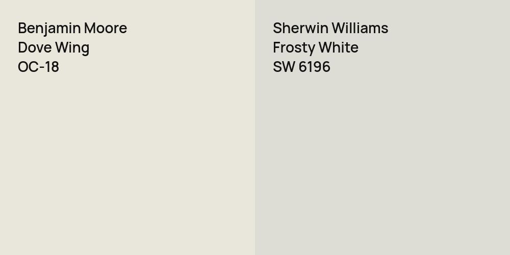 Benjamin Moore Dove Wing vs. Sherwin Williams Frosty White