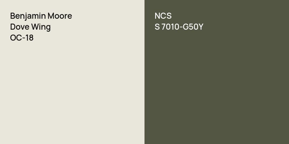 Benjamin Moore Dove Wing vs. NCS S 7010-G50Y