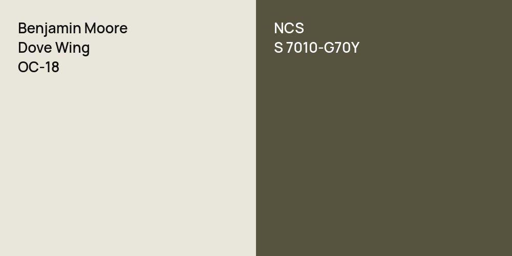 Benjamin Moore Dove Wing vs. NCS S 7010-G70Y