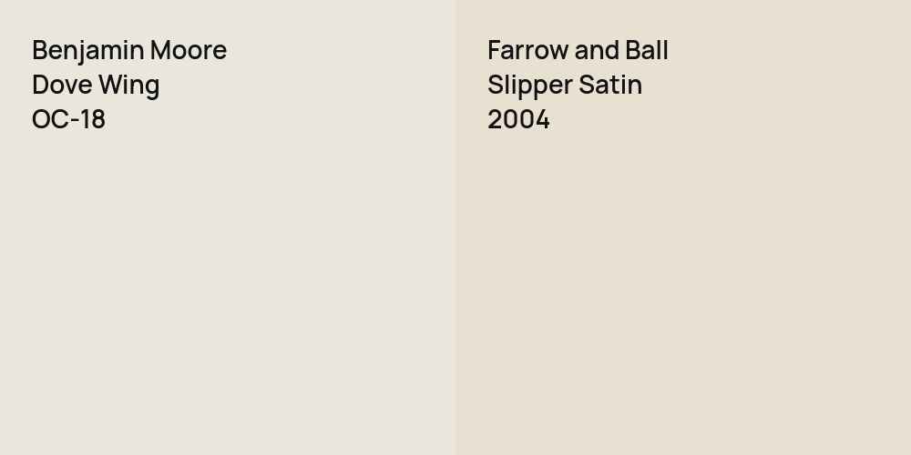 Benjamin Moore Dove Wing vs. Farrow and Ball Slipper Satin