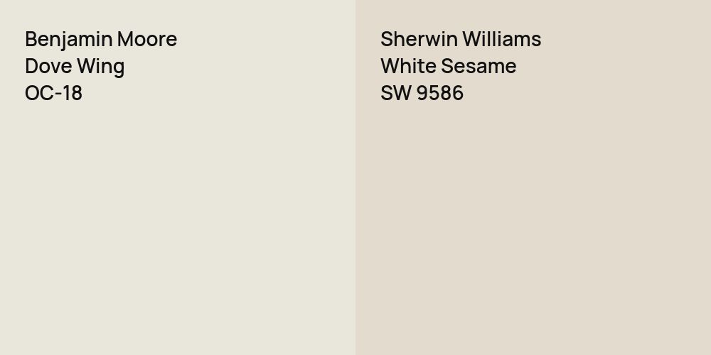 Benjamin Moore Dove Wing vs. Sherwin Williams White Sesame