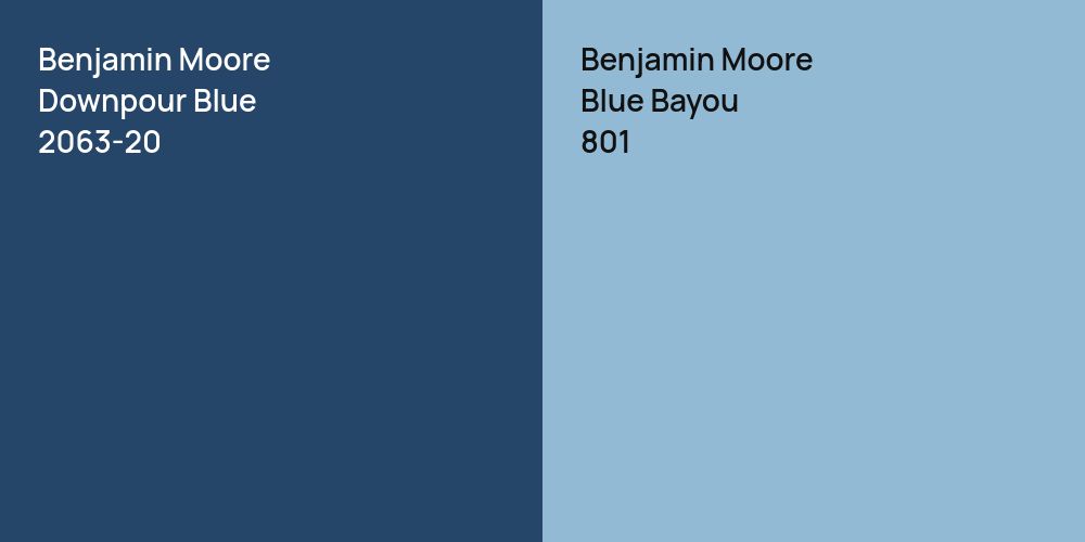 Benjamin Moore Downpour Blue vs. Benjamin Moore Blue Bayou