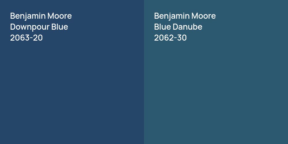 Benjamin Moore Downpour Blue vs. Benjamin Moore Blue Danube