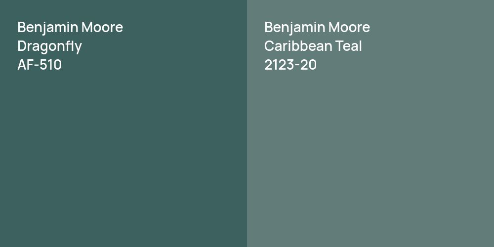 Benjamin Moore Dragonfly vs. Benjamin Moore Caribbean Teal