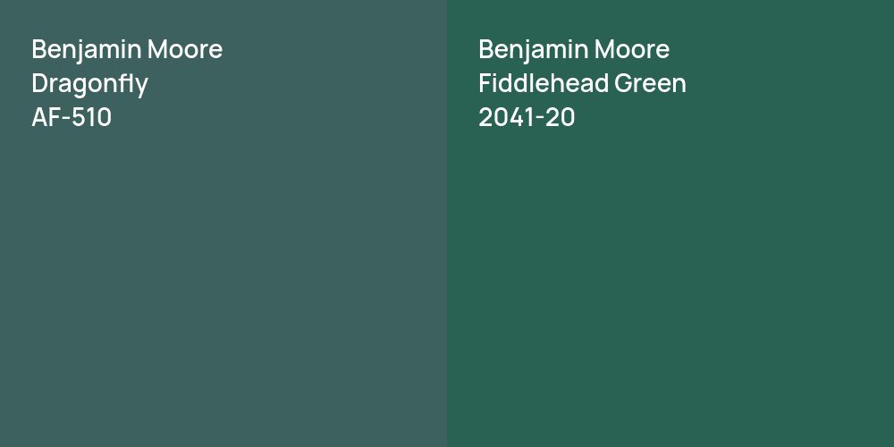 Benjamin Moore Dragonfly vs. Benjamin Moore Fiddlehead Green