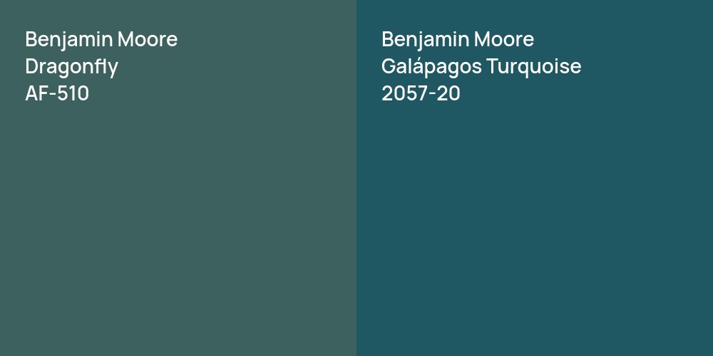 Benjamin Moore Dragonfly vs. Benjamin Moore Galápagos Turquoise