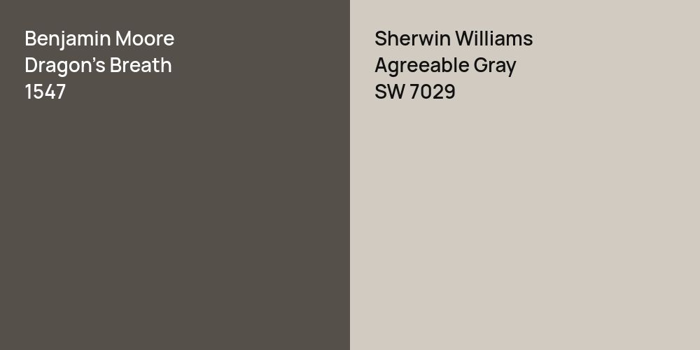 Benjamin Moore Dragon's Breath vs. Sherwin Williams Agreeable Gray