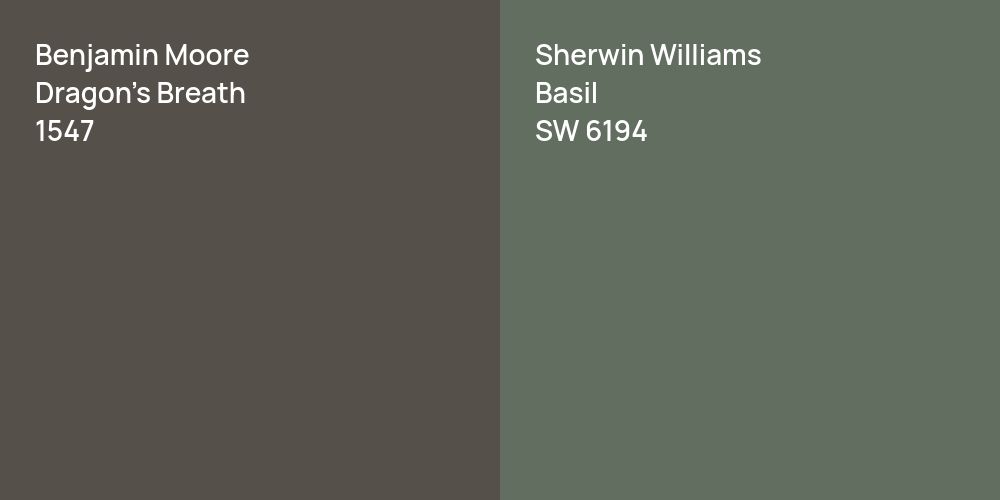 Benjamin Moore Dragon's Breath vs. Sherwin Williams Basil