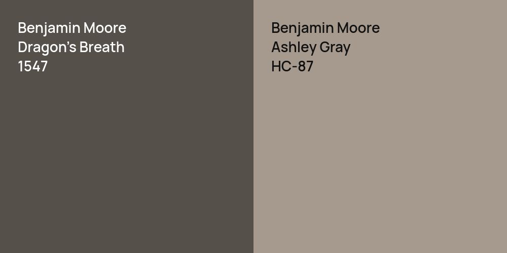 Benjamin Moore Dragon's Breath vs. Benjamin Moore Ashley Gray