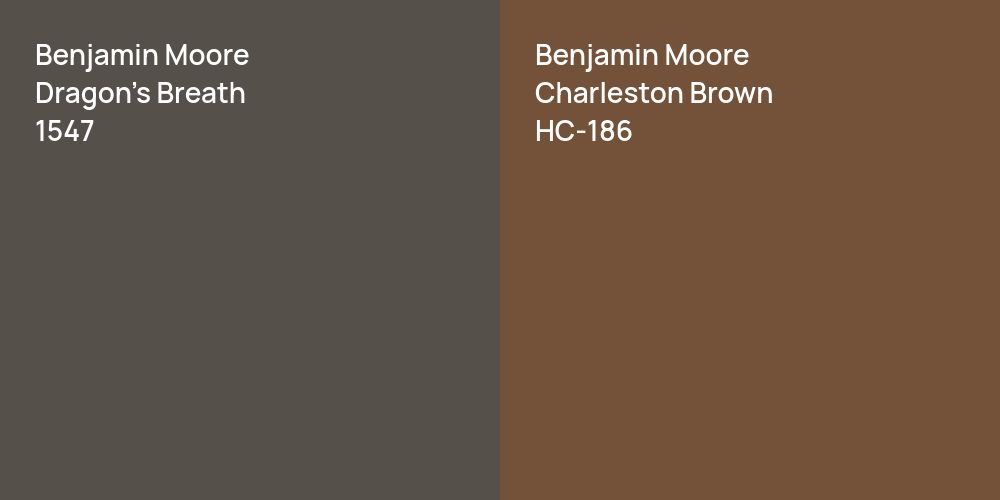 Benjamin Moore Dragon's Breath vs. Benjamin Moore Charleston Brown