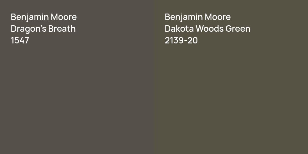 Benjamin Moore Dragon's Breath vs. Benjamin Moore Dakota Woods Green