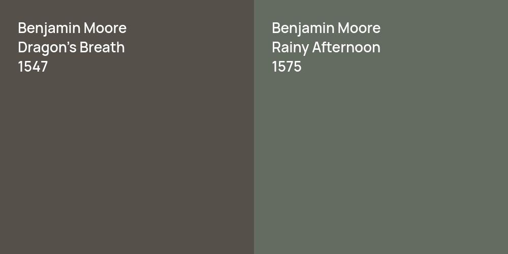 Benjamin Moore Dragon's Breath vs. Benjamin Moore Rainy Afternoon