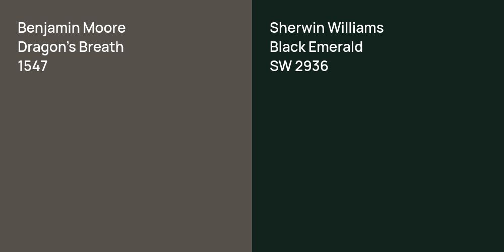 Benjamin Moore Dragon's Breath vs. Sherwin Williams Black Emerald