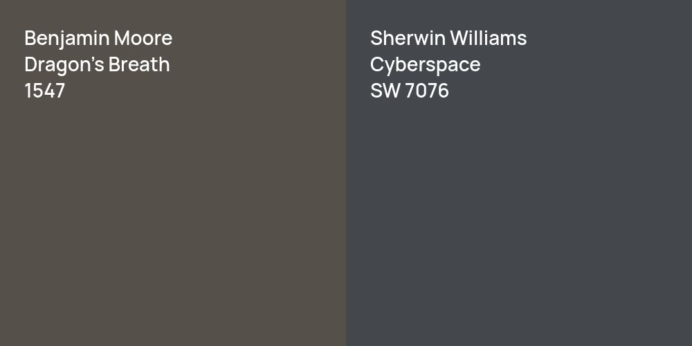 Benjamin Moore Dragon's Breath vs. Sherwin Williams Cyberspace