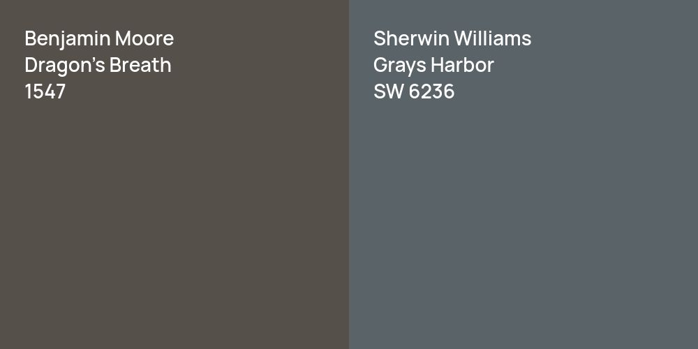 Benjamin Moore Dragon's Breath vs. Sherwin Williams Grays Harbor