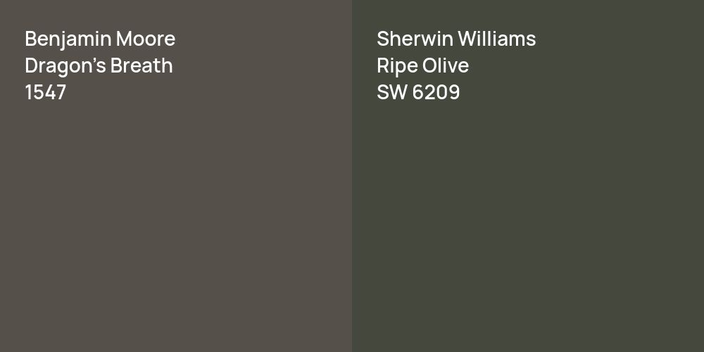 Benjamin Moore Dragon's Breath vs. Sherwin Williams Ripe Olive