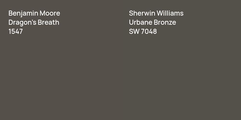 Benjamin Moore Dragon's Breath vs. Sherwin Williams Urbane Bronze