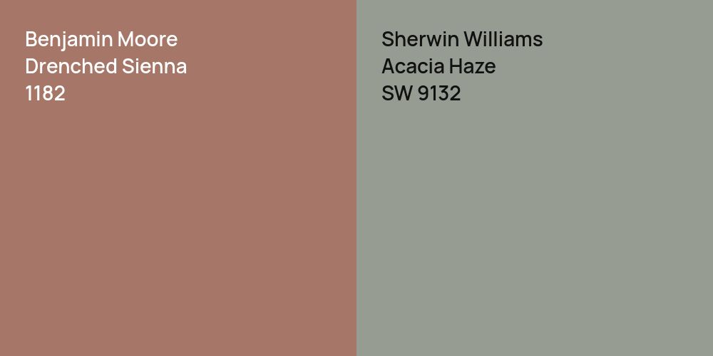 Benjamin Moore Drenched Sienna vs. Sherwin Williams Acacia Haze