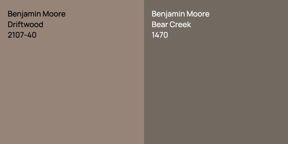 Benjamin Moore Driftwood vs. Benjamin Moore Bear Creek