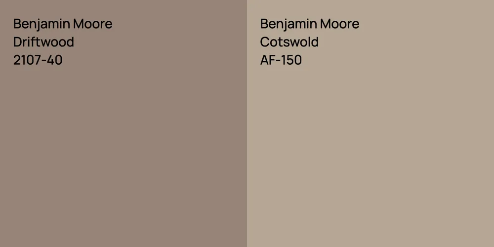 Benjamin Moore Driftwood vs. Benjamin Moore Cotswold