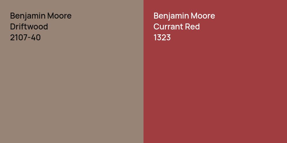 Benjamin Moore Driftwood vs. Benjamin Moore Currant Red