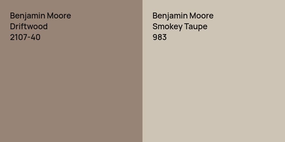 Benjamin Moore Driftwood vs. Benjamin Moore Smokey Taupe