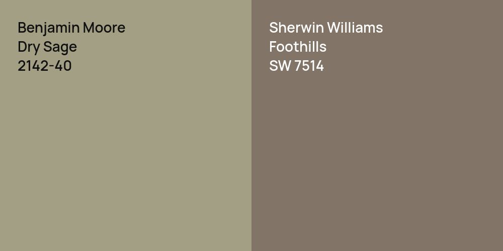 Benjamin Moore Dry Sage vs. Sherwin Williams Foothills