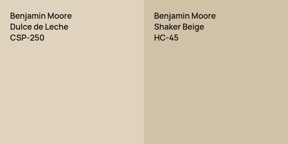 Benjamin Moore Dulce de Leche vs. Benjamin Moore Shaker Beige