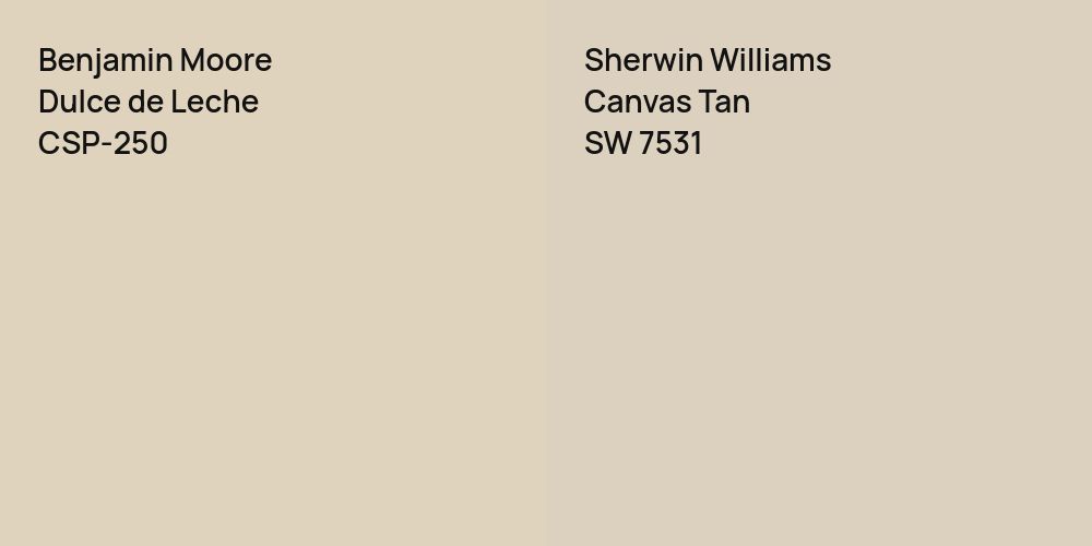 Benjamin Moore Dulce de Leche vs. Sherwin Williams Canvas Tan